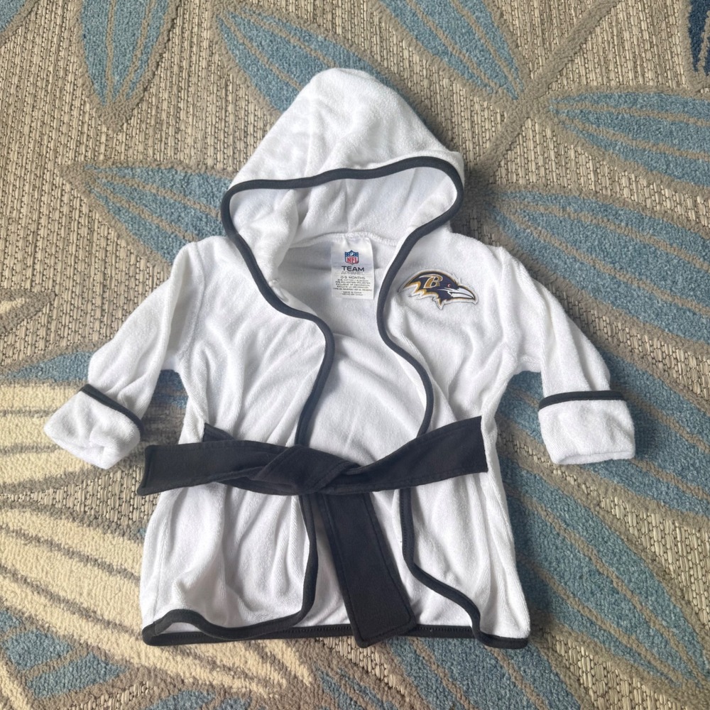 NFL Baltimore Ravens Baby Infant Hooded Bath Robe Size 0-9M